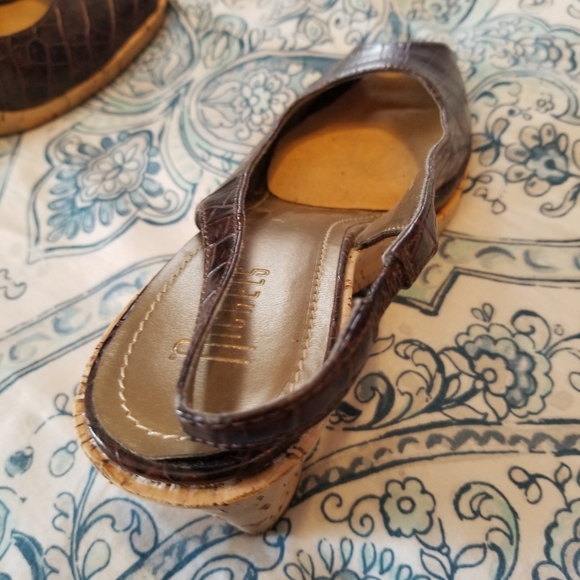 Nickels Crocodile Patterned Peep-toe Wedges - Picture 7 of 8